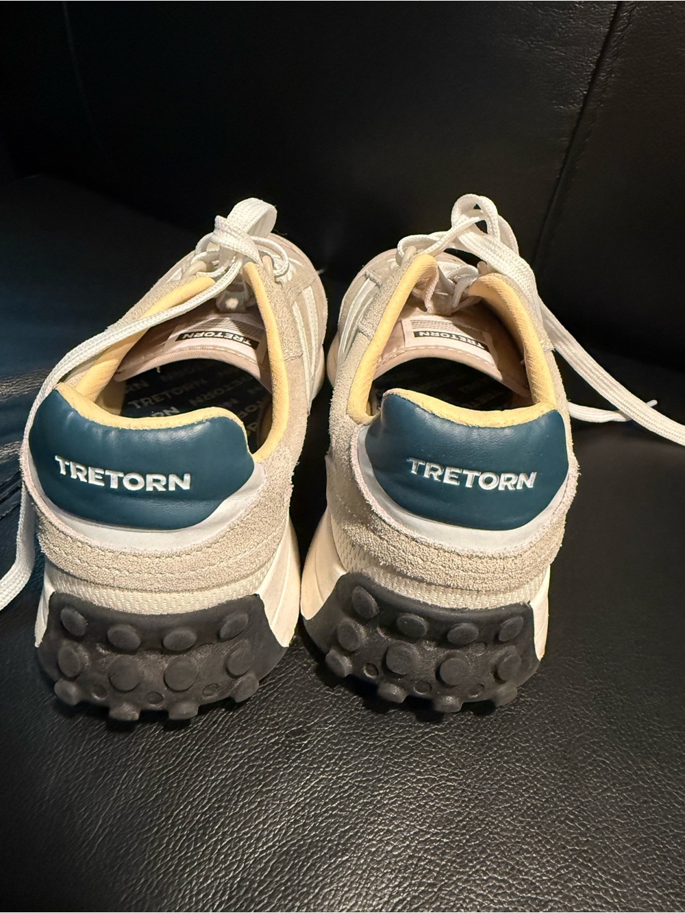 Tretorn Kids White Sneakers with Teal Heel Patch
